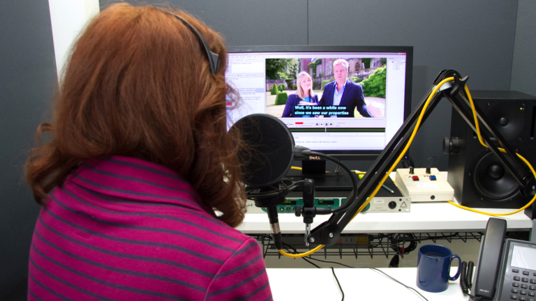 A Describer recording Audio Description.