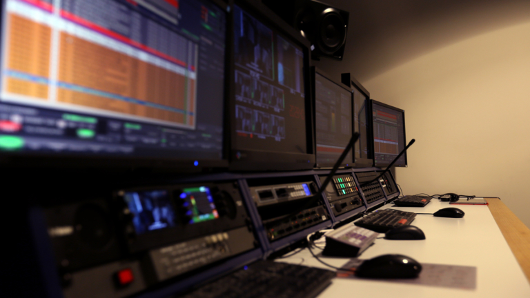 Encoding equipment in a studio.