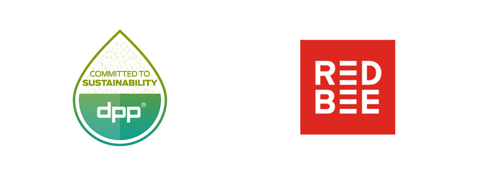 D.P.P. logo. Committed To Sustainability. Red Bee logo.