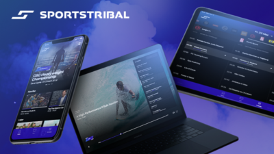 Sports Tribal. A phone, a tablet and a laptop.