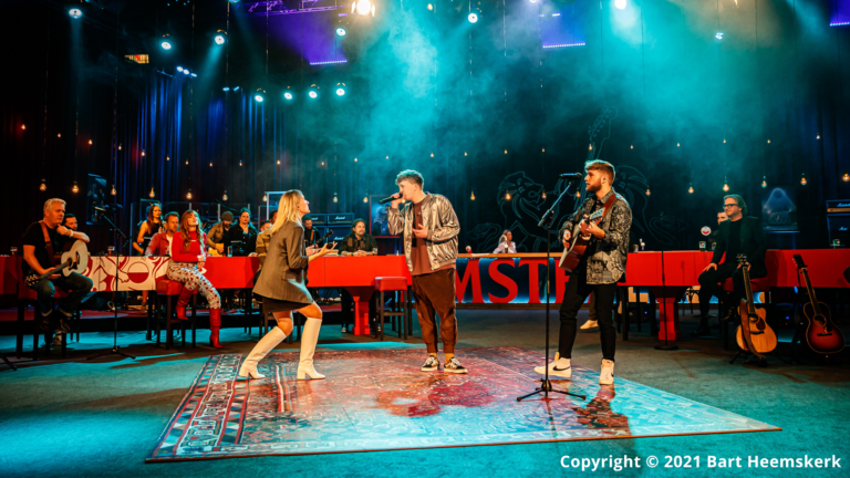 Musicians performing live.
