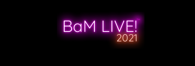 In pink and orange neon, Bam Live 2021.