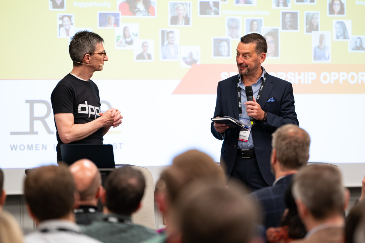 Red Bee Media Head of Sales Neil Meadows with DPP Founder and CCO Mark Harrison
  Red Bee Media's Chief Commercial Officer Neil Meadows with the Founder and C.C.O. of D.P.P. Mark Harrison.