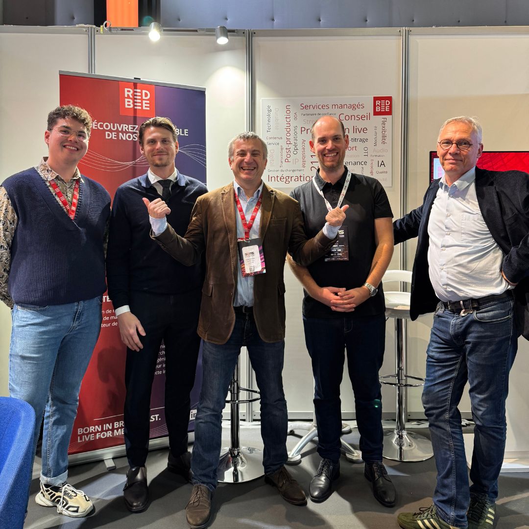 Five men at a conference